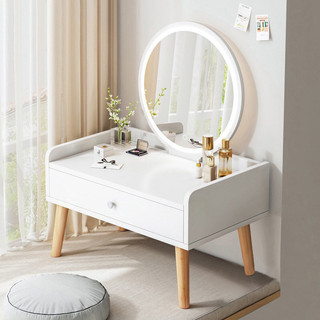 Bàn trang điểm ngồi bệt kết hợp kệ tab đầu giường thương hiệu IGA decor phòng ngủ