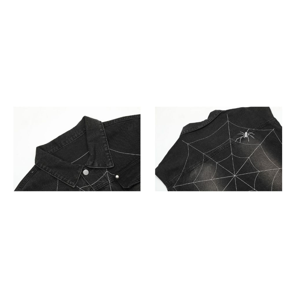 Áo khoác gile nam thiết kế trẻ trung cá tính với hình tơ nhện lớn trước và sau lưng áo