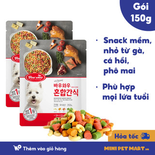Snack Hỗn Hợp BOWWOW Snack Ăn Vặt, Bánh Thưởng Bổ Sung Dinh Dưỡng Cho Chó Mèo Biếng Ăn Gói 150g - Mini Pet Mart