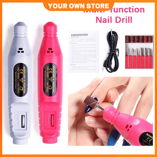 Máy mài dũa móng tay hoạt động điện USB có 6 đầu mài tiện lợi