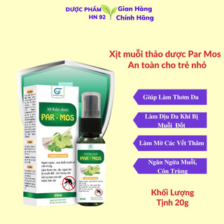 Xịt Muỗi cho bé Par Mos An toàn cho trẻ nhỏ, xua đuổi muỗi và côn trùng hương xả chanh,Chai 55ml, Duocphamhn92