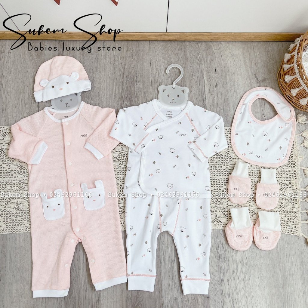 Set Quà Tặng 6 Món Sơ Sinh Nous Siêu Xinh Cho Bé 3-6kg, Có Kèm Hộp