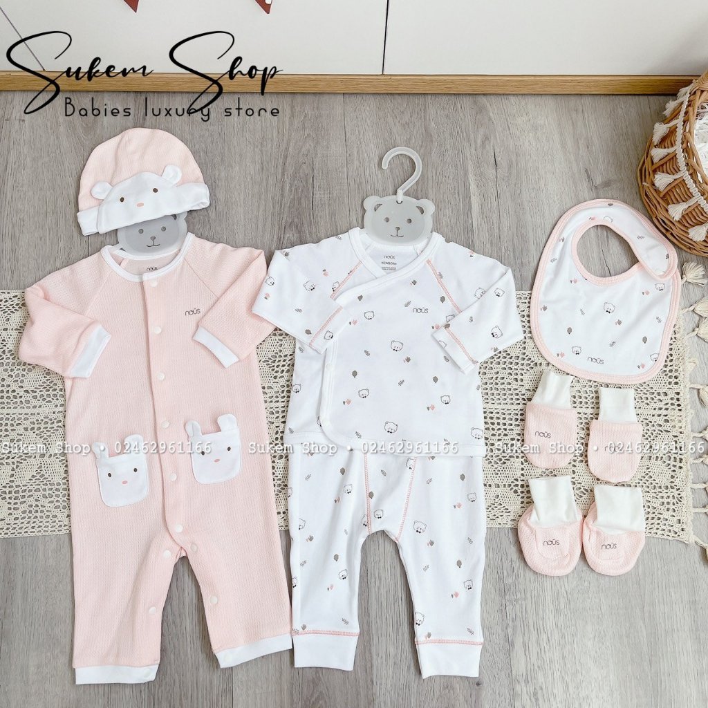 [NOUS] Set Quà Tặng 6 Món Sơ Sinh Nous Siêu Xinh Cho Bé 3-6kg, Có Kèm Hộp