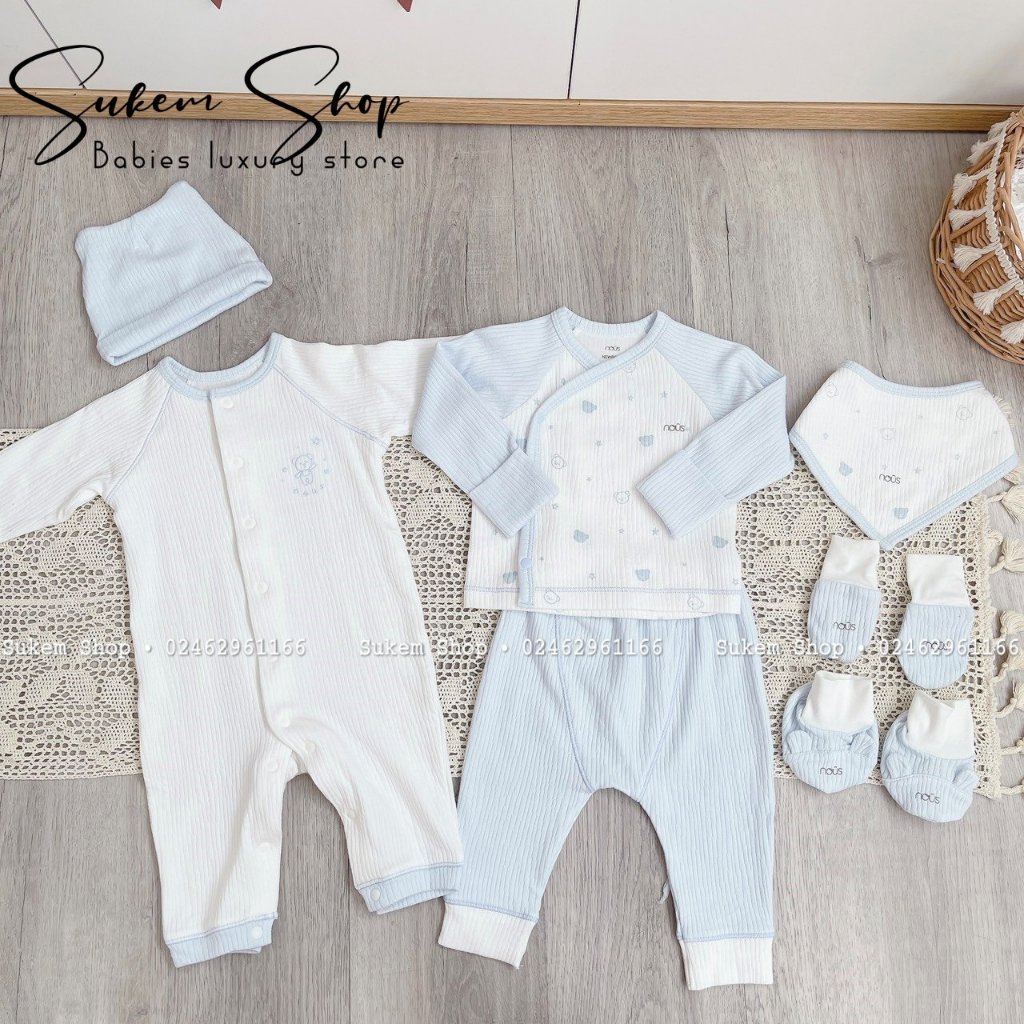 Set Quà Tặng 6 Món Sơ Sinh Nous Siêu Xinh Cho Bé 3-6kg, Có Kèm Hộp