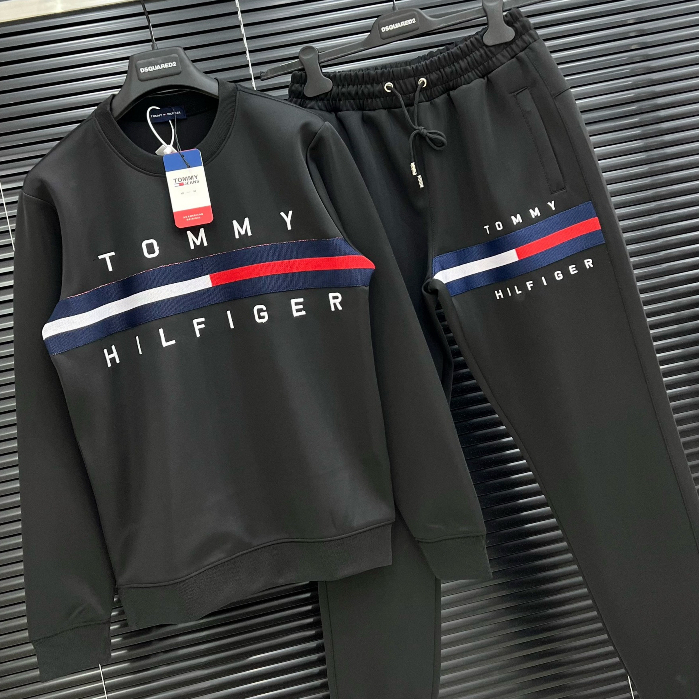 Bộ Quần Áo Tommy Hilfiger Nam Thu Đông Hot Bộ Tommy dài tay nam chất liệu Nỉ nhung Hottrend
