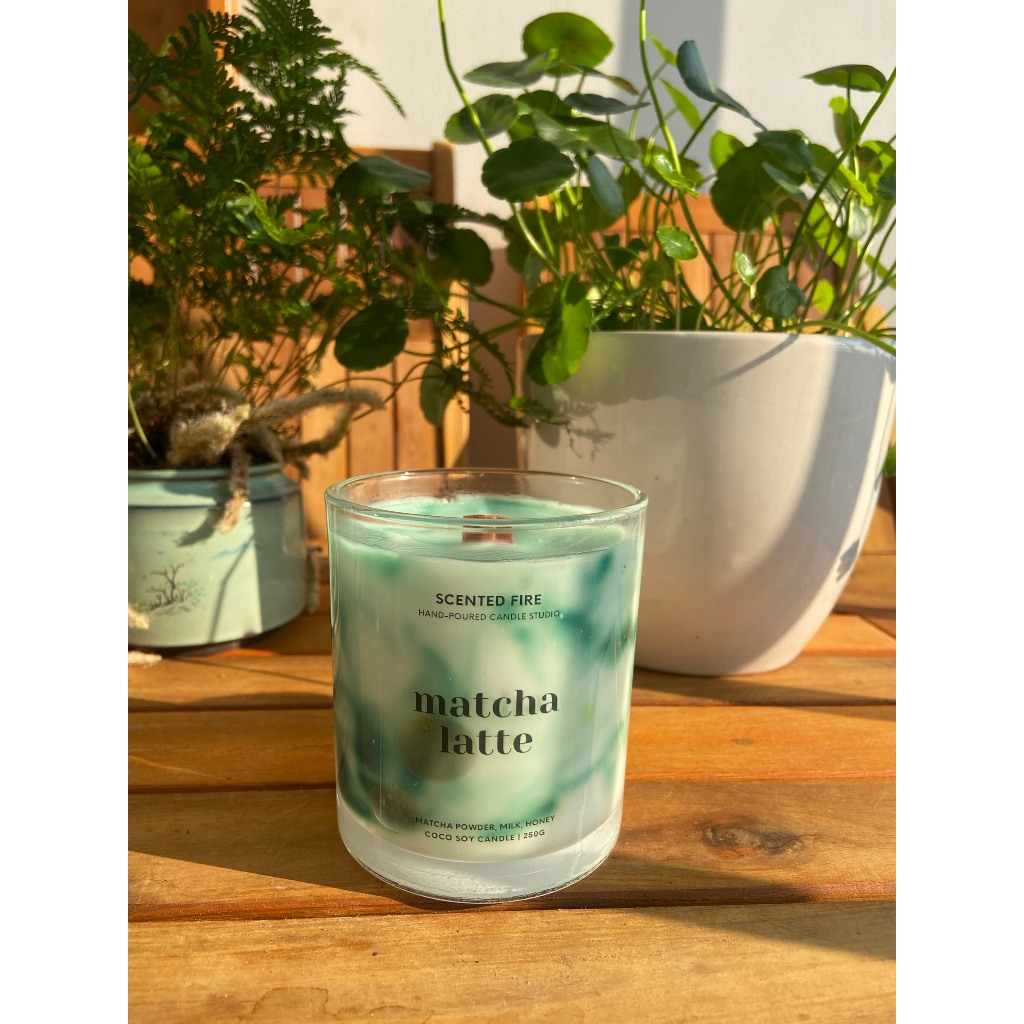 Nến thơm Matcha Latte Scented Fire 250g giúp thư giãn, trang trí, quà tặng