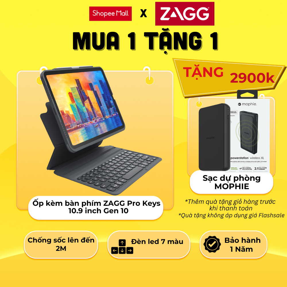 Ốp lưng kèm bàn phím ZAGG Pro Keys iPad 10.9 inch Gen 10