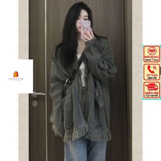 Áo Cadigan Dáng Dài, Áo Khoác Len From Rộng Bigsz Phong Cách Cá Tính Phối Viền Tua Rua  Hàng Qccc shopquacam