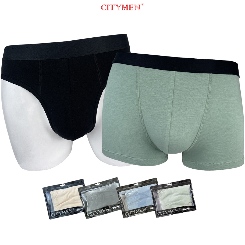 Quần Lót Nam, Boxer / Tam Giác, Lưng Đen CITYMEN, Vải Cotton 4 Chiều, Sịp Đùi, Đồ Lót Nam, AB701