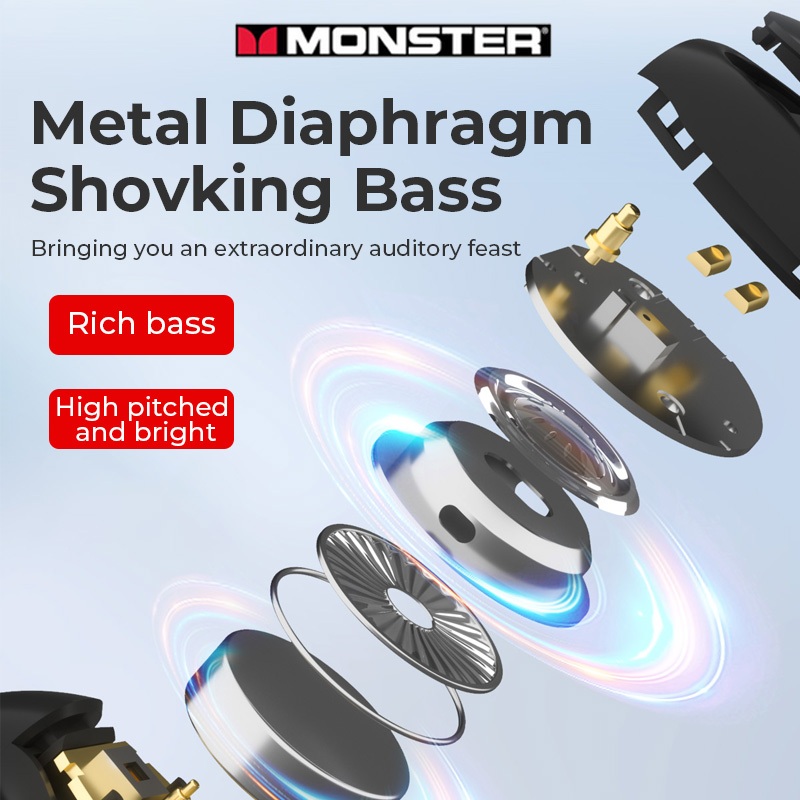 Monster Tai nghe Bluetoothkhông dây IPX5 Chống Nước Có Mic Tai nghe Kẹp Vành Tai dẫn truyền xương