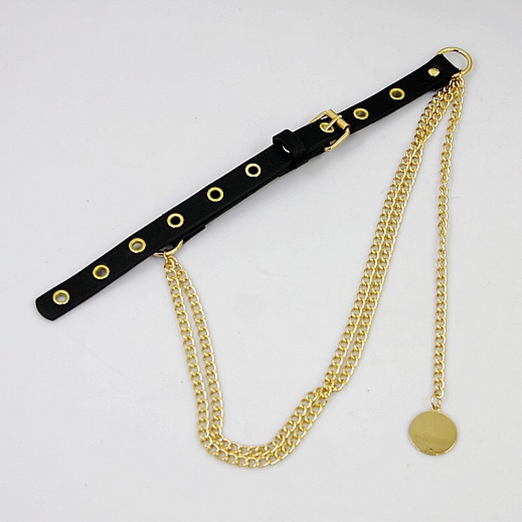 Dây đai belt thắt lưng nịt váy xích phối da lỗ cho áo khoác blazer vest cao cấp