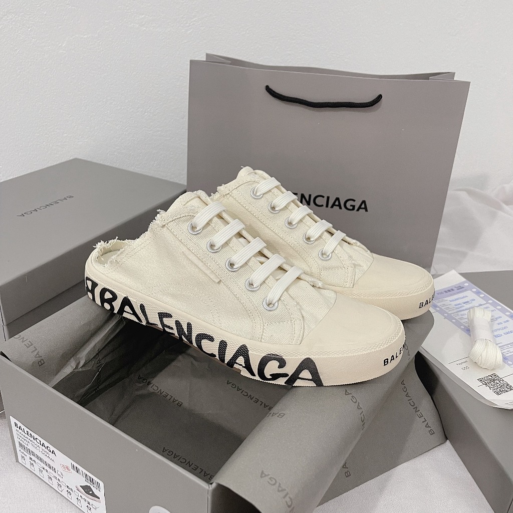 GIÀY Sục canvas Balenciaga kem cao cấp | Full box + phụ kiện | có box bảo vệ