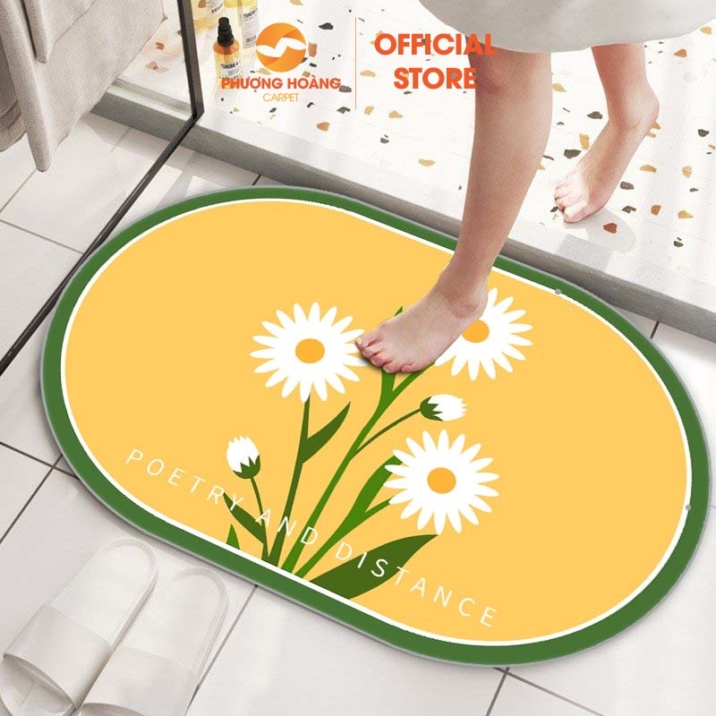 Thảm Chùi Chân Bali Hình OVAL Thấm Nước-Đế Cao Su