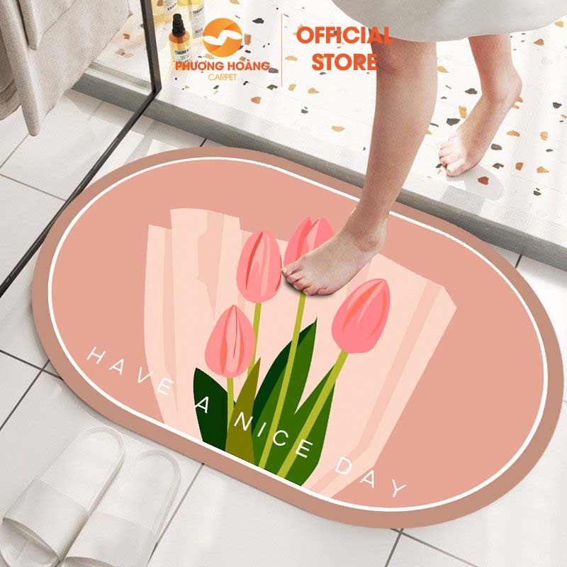 Thảm Chùi Chân Bali Hình OVAL Thấm Nước-Đế Cao Su