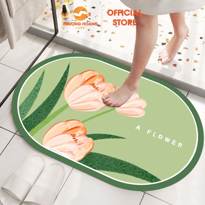 Thảm Chùi Chân Bali Hình OVAL Thấm Nước-Đế Cao Su