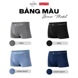 Combo 3 quần lót nam boxer PAZZINI modal gỗ sồi cao cấp, quần sịp nam co giãn 4 chiều, kháng khuẩn tốt BX007