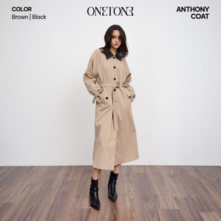 Áo khoác Onetone trench coat dáng dài phối da Antony