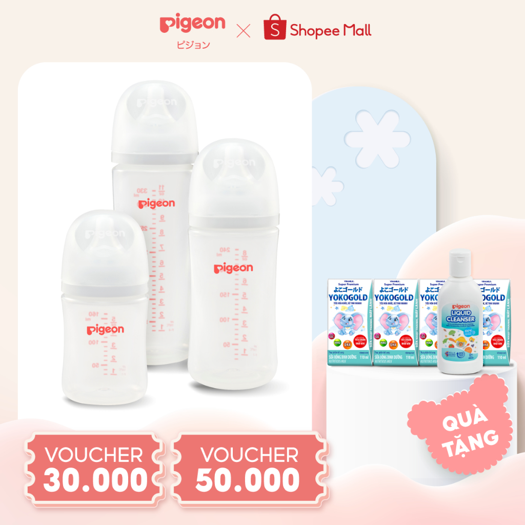 Bình sữa Softouch PP Plus Pigeon thế hệ III 160ml / 240ml / 330ml