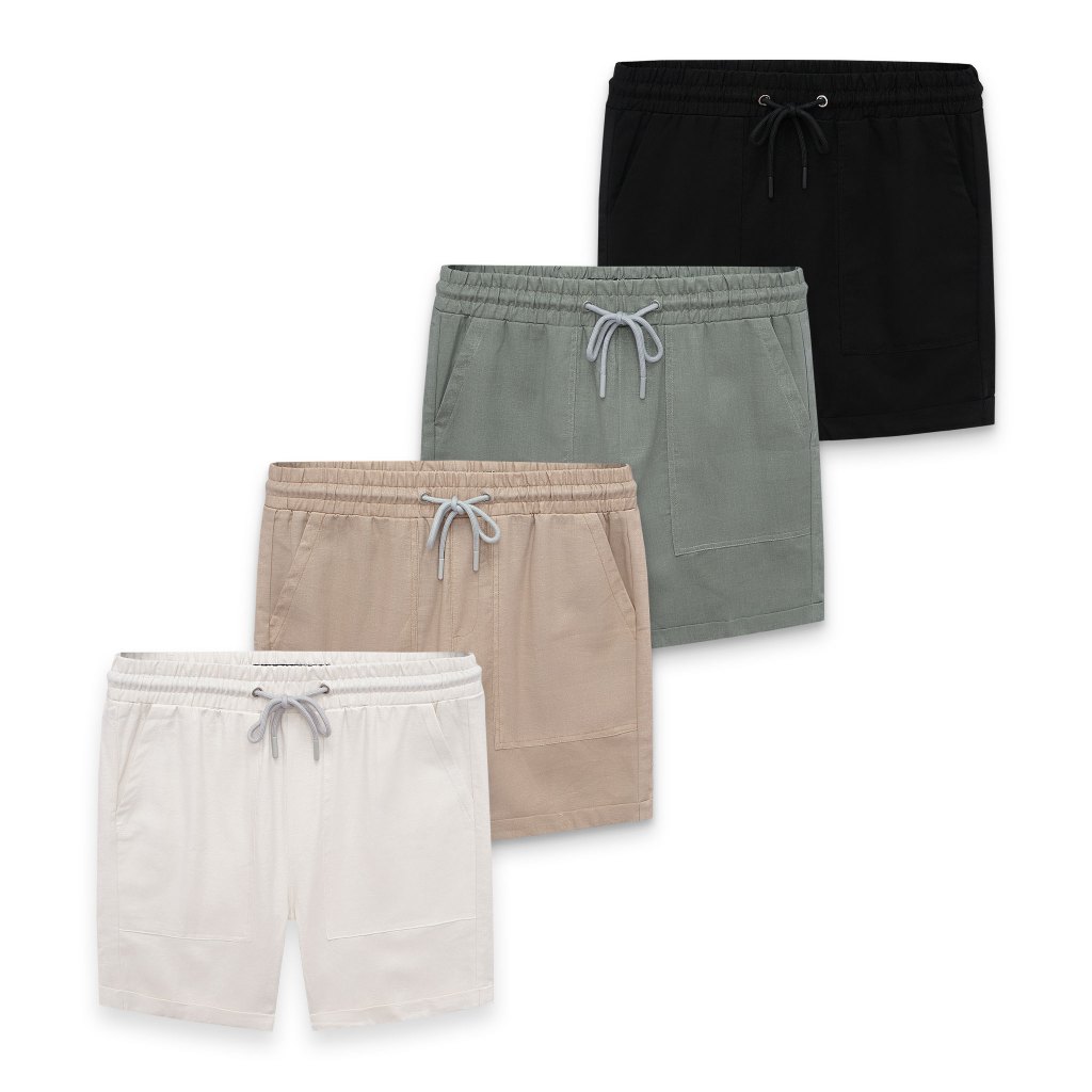 Quần Short nam linen lưng thun RAFOZ classic - 003 form trên gối cùng lai lật trẻ trung KSTOREPK