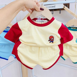 <Freeship 9-26kg>Bộ đùi thun lạnh Minkey Mom loại 1 cho bé trai bé gái phối màu xinh xắn thêu logo mặc đi chơi, đi học