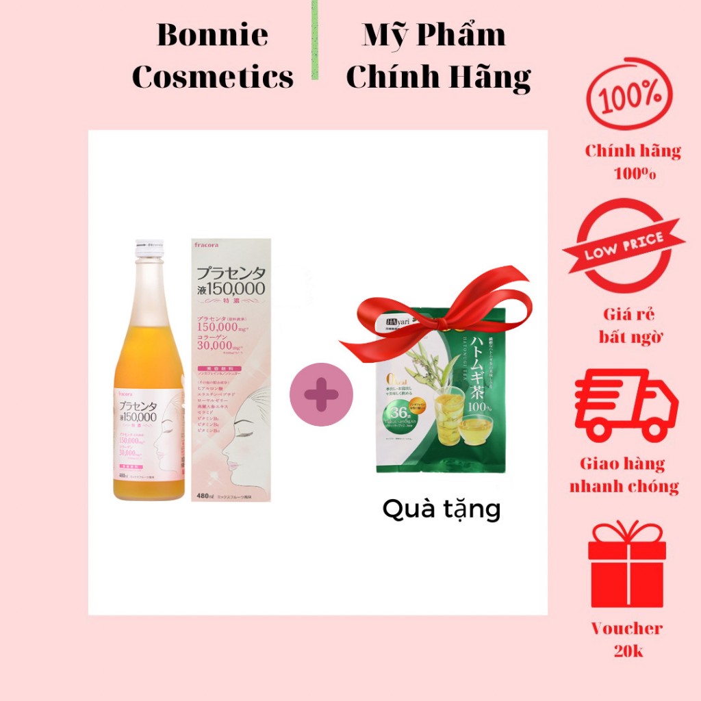 (Giảm Giá Xả Kho) Nước Uống Nhau Thai FRACORA PLACENTA 480ml Nhật Bản ( Tặng 1 Trà Hayari )