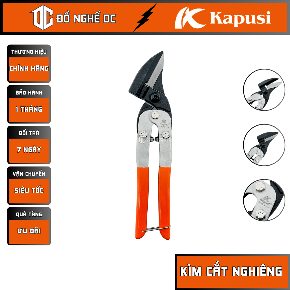 Kéo Cắt Tôn, Kìm Cắt Thạch Cao Mỏ Xéo 10"/270mm K-0077 Kapusi Nhật Bản thép CrV được dùng cắt những tấm tôn mỏng