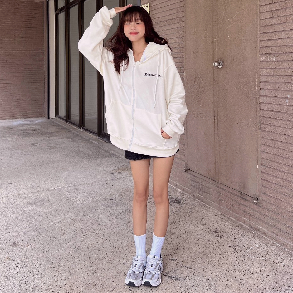 Áo Hoodie Zip Thêu Chữ Basic Nỉ Bông Cotton 100% Unisex LocalBrand.studio