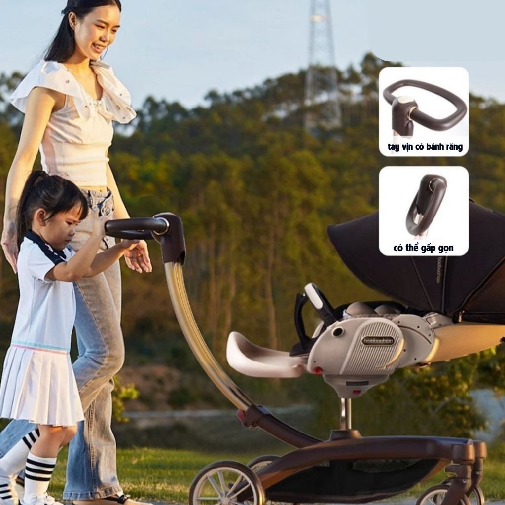 Xe đẩy dạng nôi 2 chiều BAOBAOHAO V21 gấp gọn linh hoạt cho bé