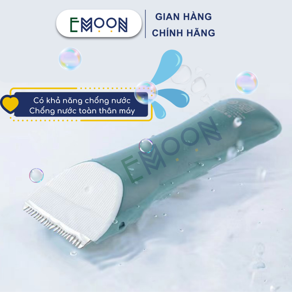 Tông đơ cắt tóc cho bé EMOON đầu lưỡi bo tròn an toàn, chạy êm,sạc pin tách rời,có khả năng chống nước bảo hành 12 tháng