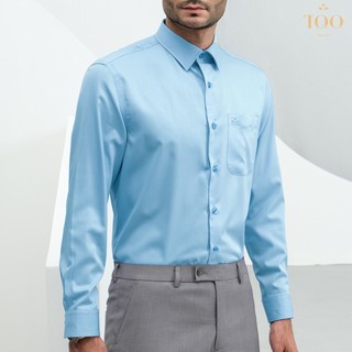 Áo sơ mi nam TQQ form Slimfit M110CS màu xanh biển chất vải Viscose cao cấp hạn chế nhăn
