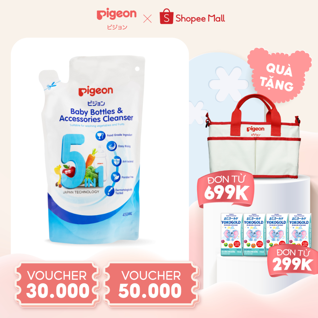 Dung dịch súc rửa bình sữa & phụ kiện Pigeon 450ml