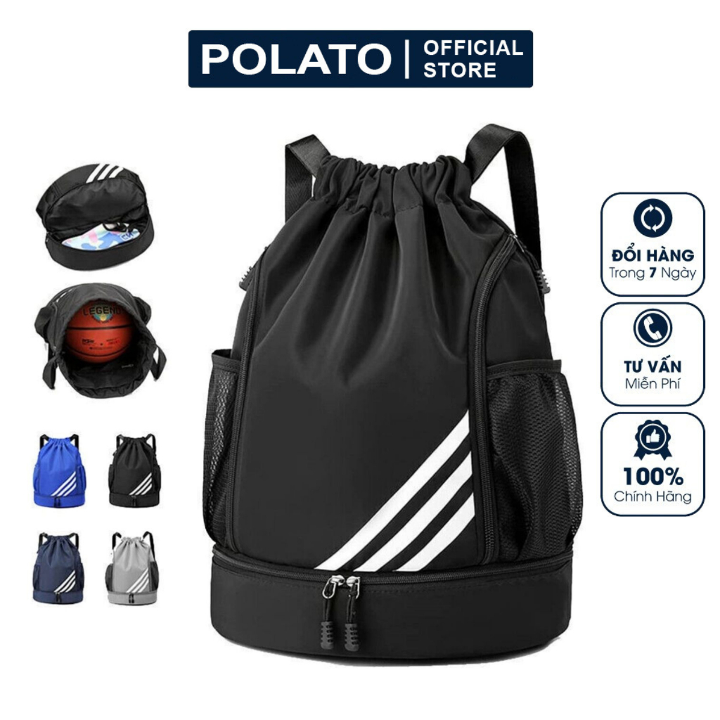Balo dây rút, balo thể thao Polato đa năng, chống thấm nước, thích hợp mang đi đá bóng, bóng rổ, tập gym