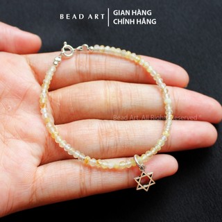 Vòng tay 3x2mm t. anh tóc màu vàng và bạc 925, vòng tay phong thuỷ, lắc tay, thổ, kim, vòng full - bead art
