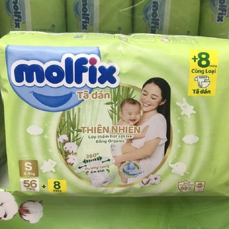 Tã dán Molfix thiên nhiên  size S cho bé 4-8kg