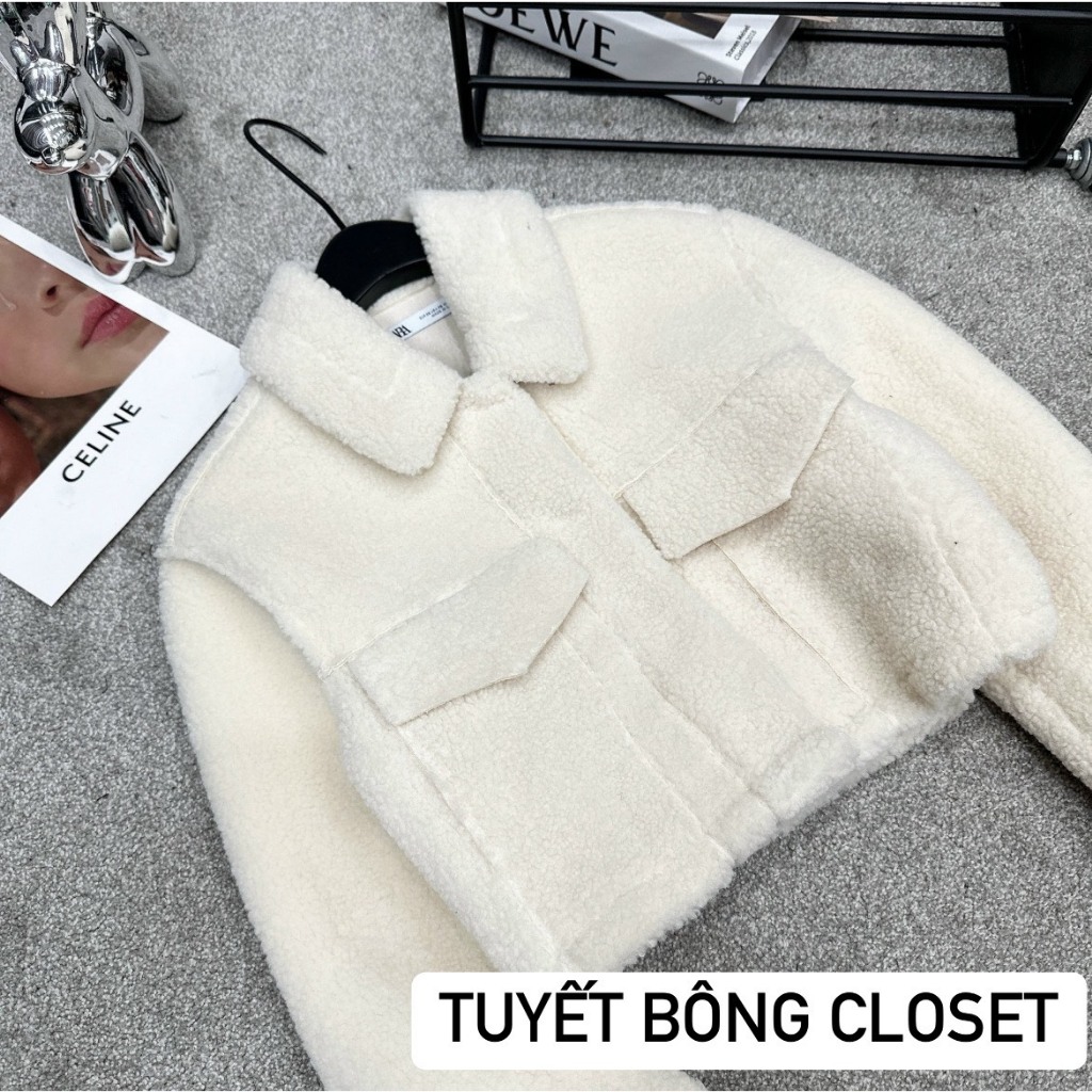 Áo Khoác Lông Cừu Giả Túi Z.Á R.À TQXK
