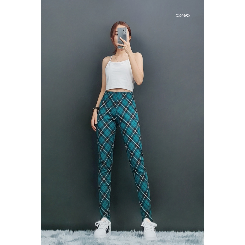 C2493 & C2494 - Quần legging No Boundanries phối sọc ô vuông