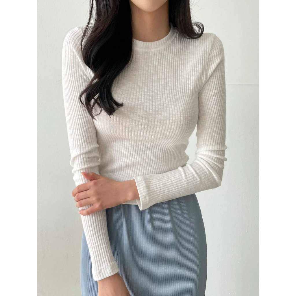Áo body dài tay, Áo thun trơn cổ tròn, Thun gân tay dài hàng xuất thu đông 2023 Winny Store