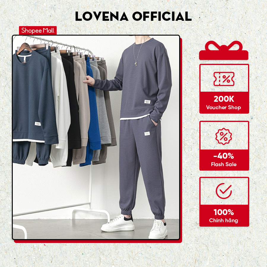 Đồ bộ nỉ thu đông Nam Nữ dài tay phối Layer, Bộ quần áo thể thao dài tay năng động chất tổ ong Lovena B02