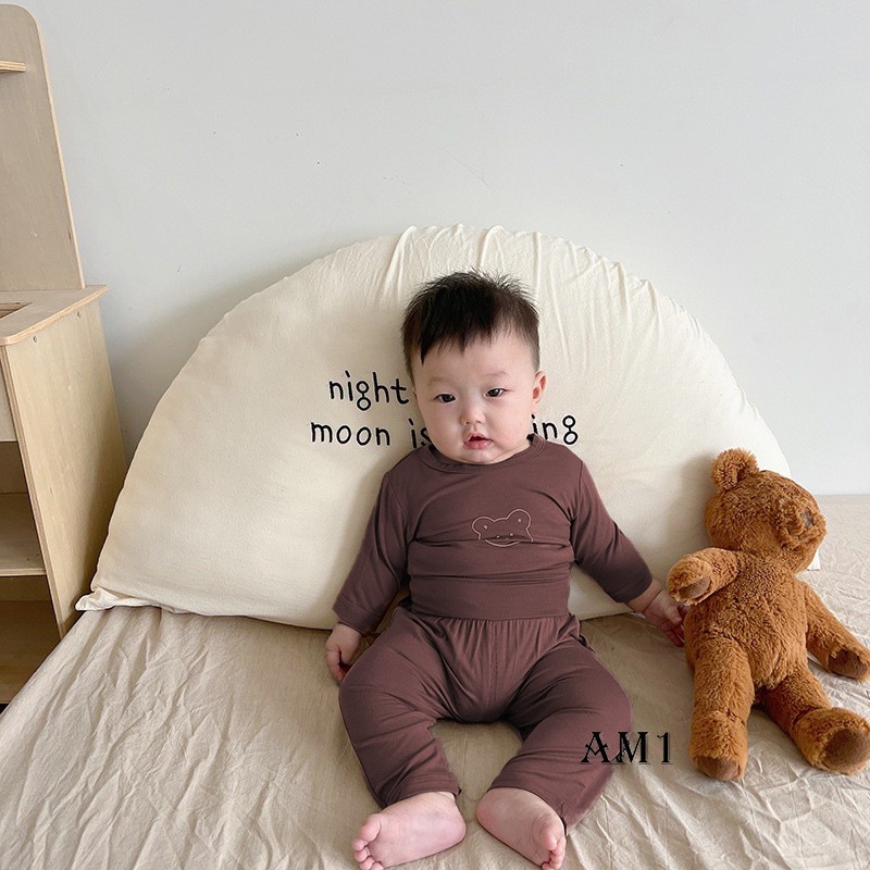 Đồ bộ bé trai và đồ bộ bé gái dài tay trẻ em TB386 - Bộ quần áo bé trai in gấu xinh QATE831