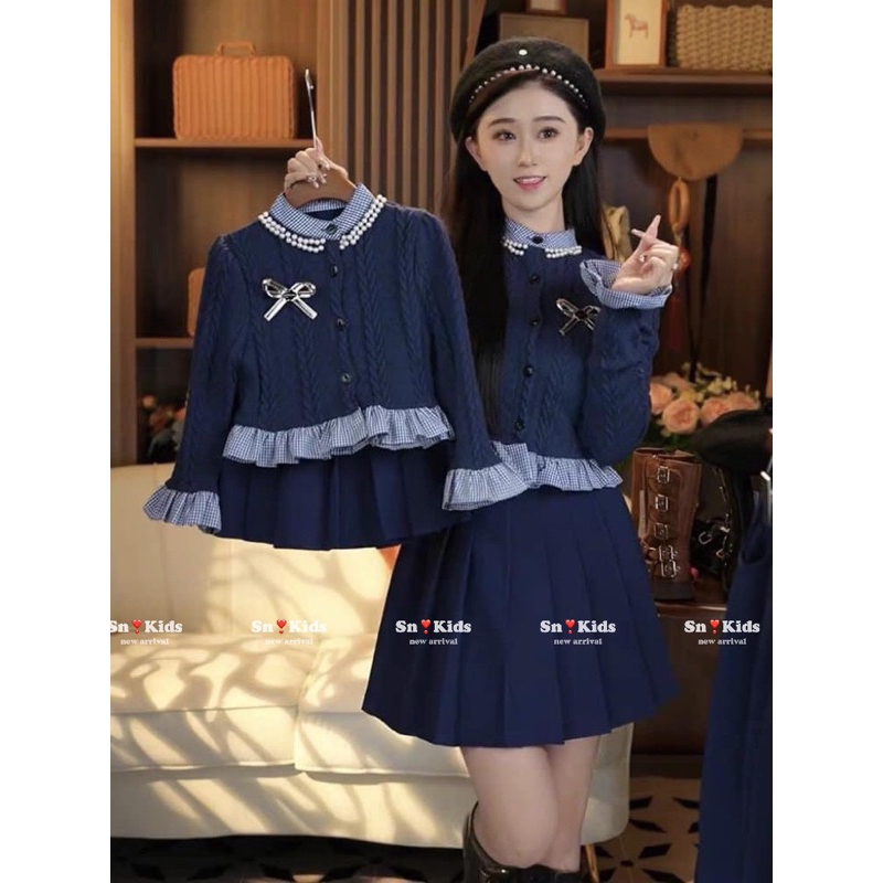 10-30kg set áo len phối bèo mix chân váy xếp ly