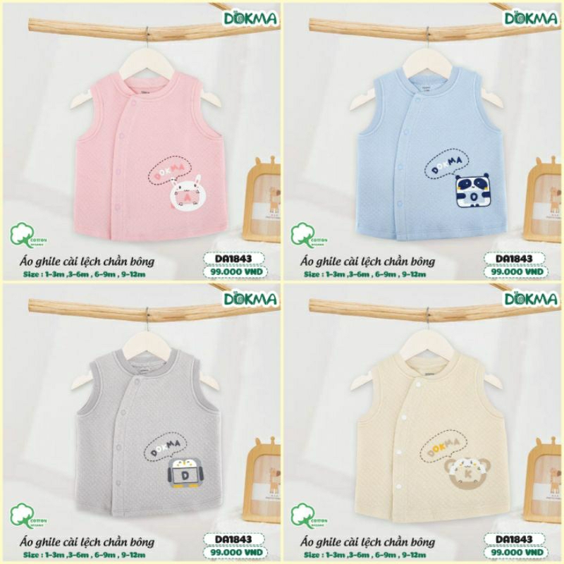 Áo gile len - gile chần bông sơ sinh cho bé trai - bé gái Dokma