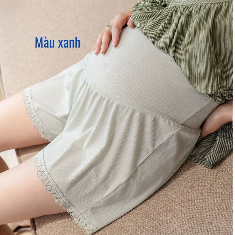 Quần Đùi Bầu Chất Lụa Mùa Hè Thoáng Mát Có Cạp Chun Điều Chỉnh Thoải Mái