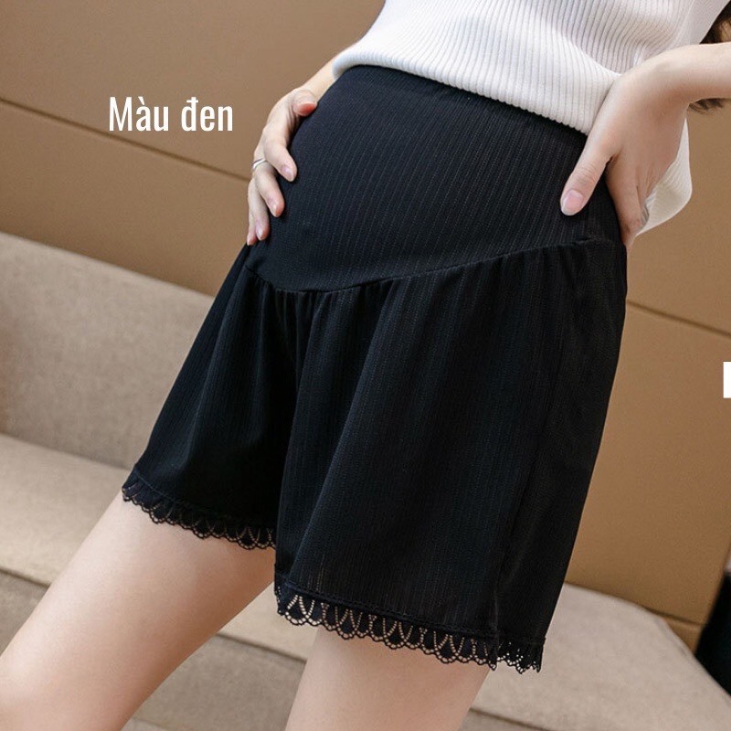 Quần Đùi Bầu Chất Lụa Mùa Hè Thoáng Mát Có Cạp Chun Điều Chỉnh Thoải Mái