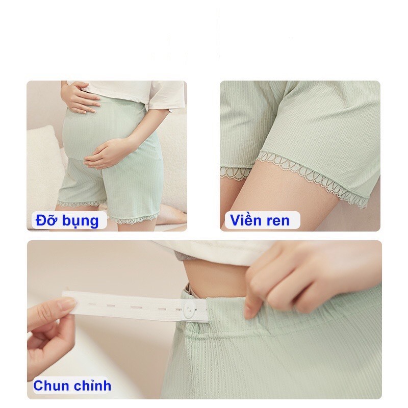 Quần Đùi Bầu Chất Lụa Mùa Hè Thoáng Mát Có Cạp Chun Điều Chỉnh Thoải Mái