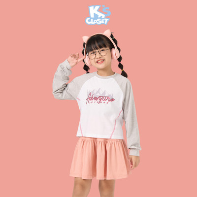 Áo Phông Dài Tay K'S CLOSET Chất Liệu Cotton Cho Bé Gái 2-14 Tuổi (10-52kg) KT078THF