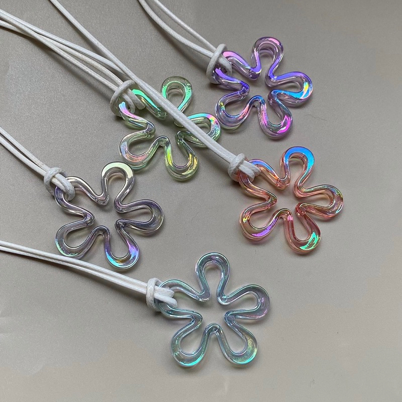 Vòng cổ nữ dây cotton phủ sáp mặt hoa xin xắn