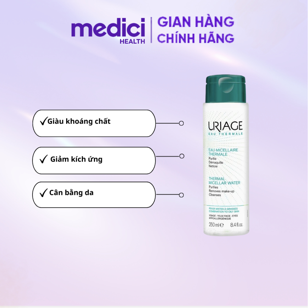 Tẩy trang dưỡng khoáng cho da dầu mụn, nhạy cảm, dưỡng ẩm URIAGE EAU MICELLAIRE THERMALE PMG 250ml