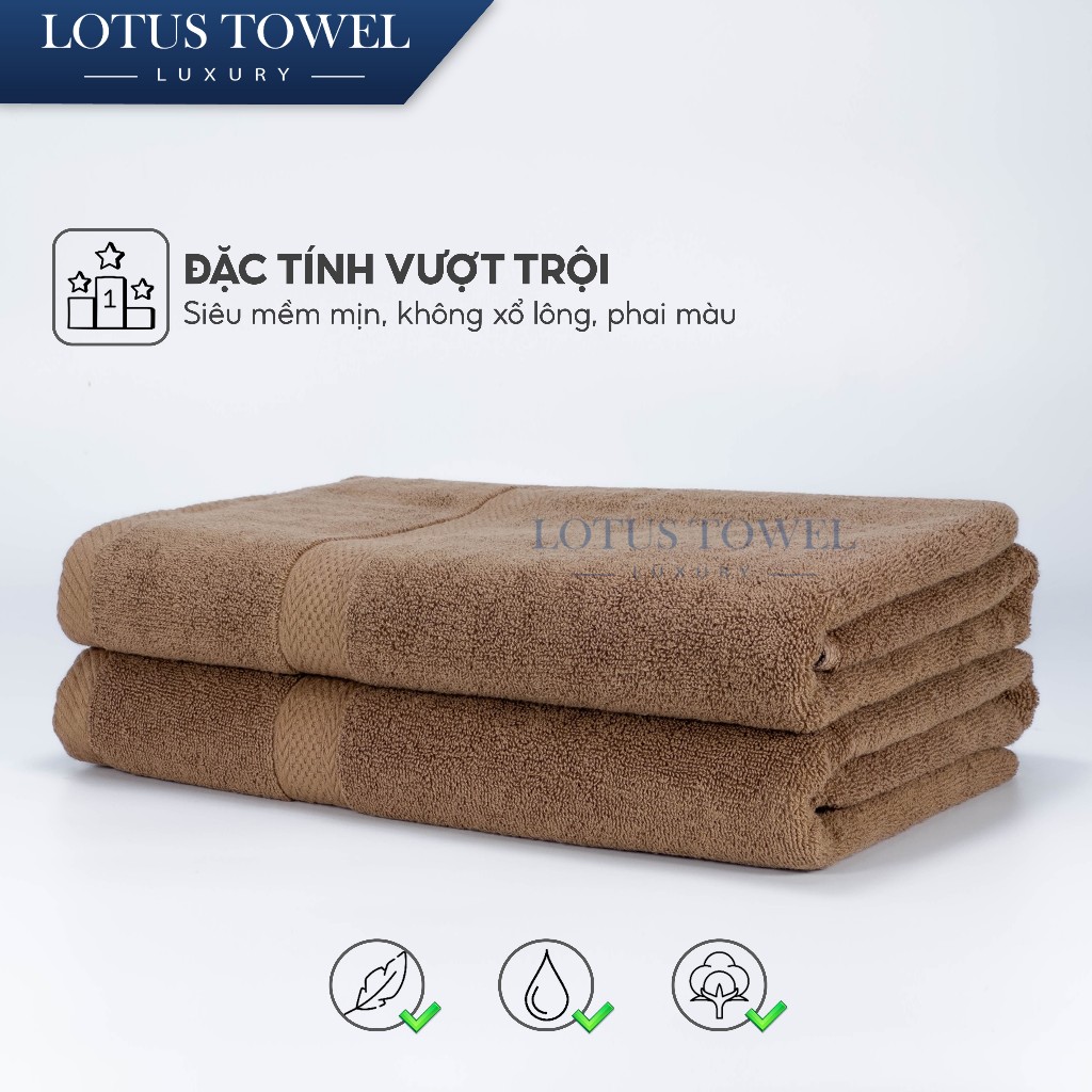 Bộ Khăn Tắm, Khăn Mặt, Khăn Gội LotusTowel 100% Cotton, Mềm Mịn Thấm Hút, Không Ra Màu, Dùng Cho Gia Đình Spa Khách Sạn