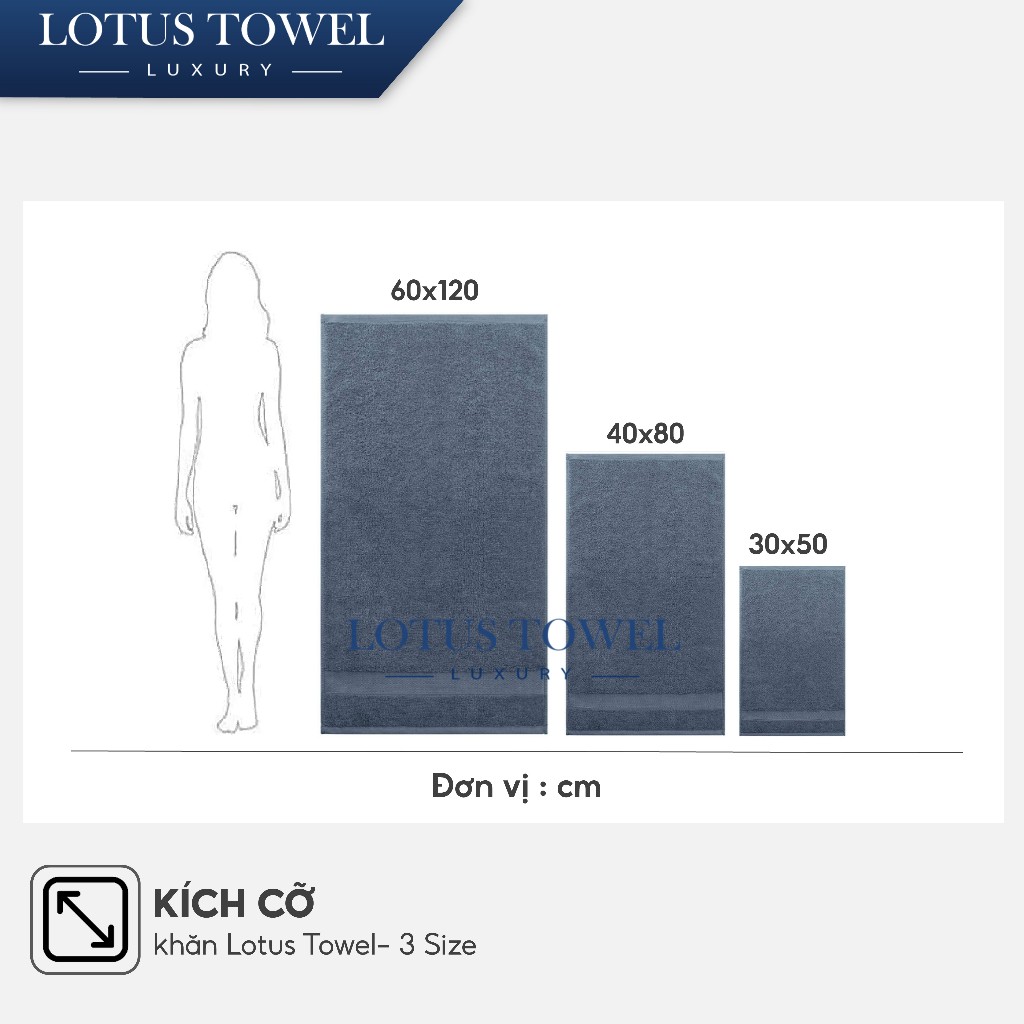 Bộ Khăn Tắm, Khăn Mặt, Khăn Gội LotusTowel 100% Cotton, Mềm Mịn Thấm Hút, Không Ra Màu, Dùng Cho Gia Đình Spa Khách Sạn