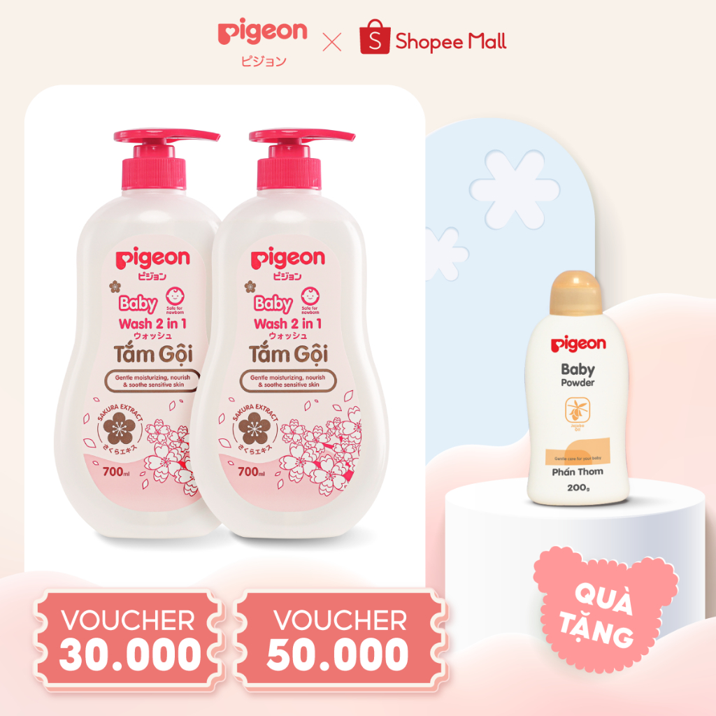 Combo 2 Chai Tắm/Gội Pigeon 700ml